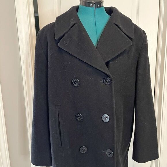Jones New York JNY 100% Pure Wool Double Breasted Button Pocket Lined Peacoat - Picture 7 of 16